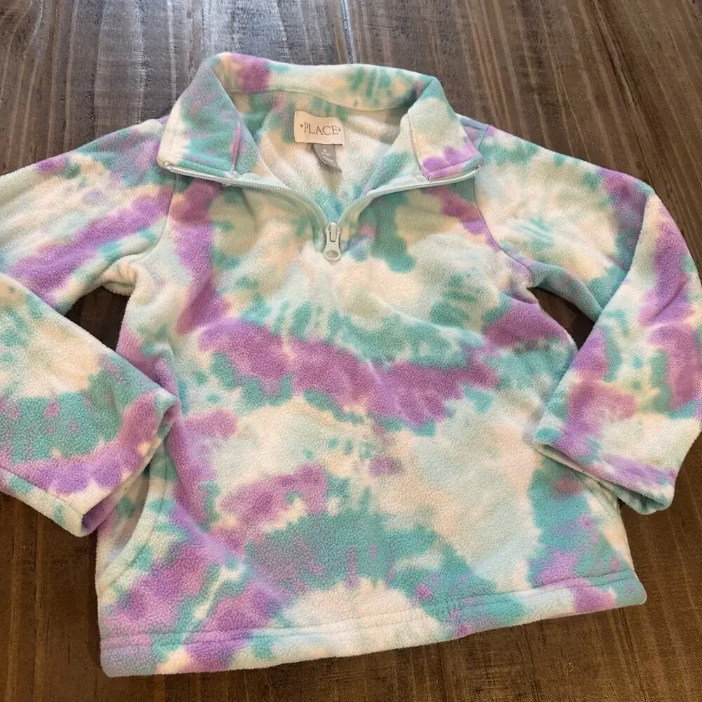 Children's Place Long Sleeve Tie Dye Microfleece Quarter Zip Pull over sz 4T